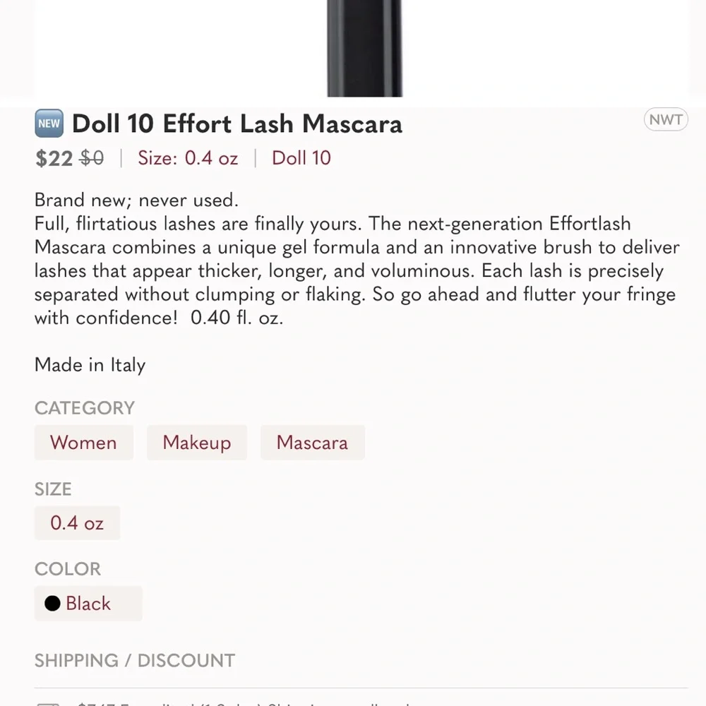NWT Doll 10 EffortLash Multidimensional Mascara